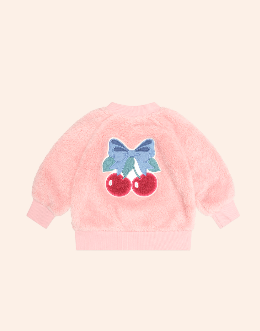 CHERRY BOW FURRY JACKET