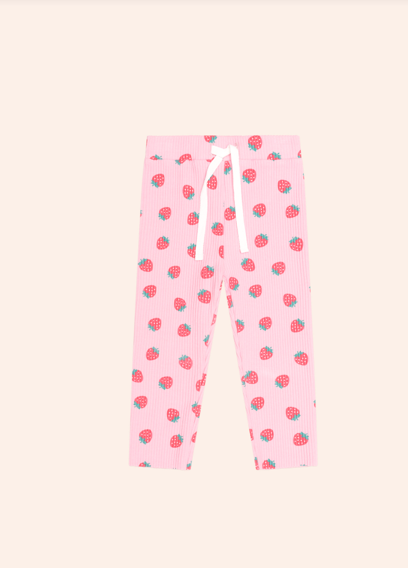 STRAWBERRY PRINT RIB LEGGING