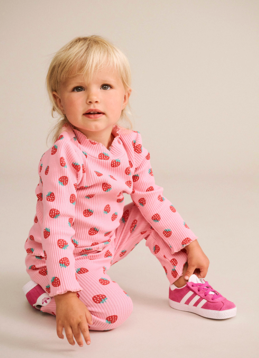 STRAWBERRY PRINT RIB LEGGING