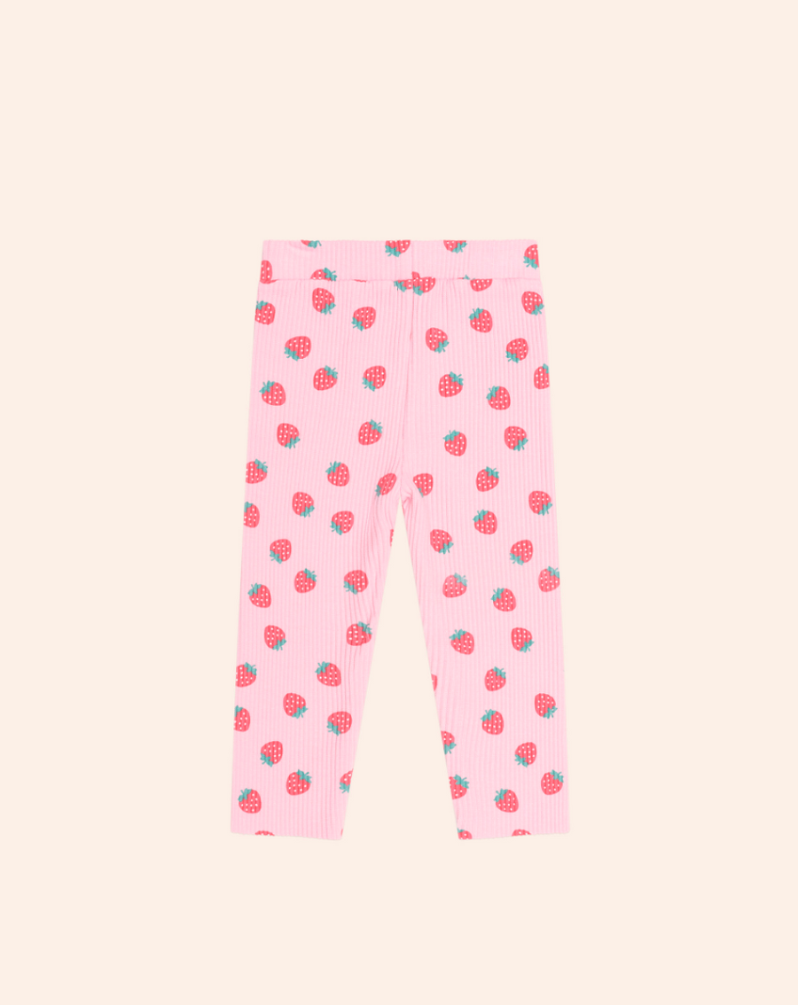STRAWBERRY PRINT RIB LEGGING
