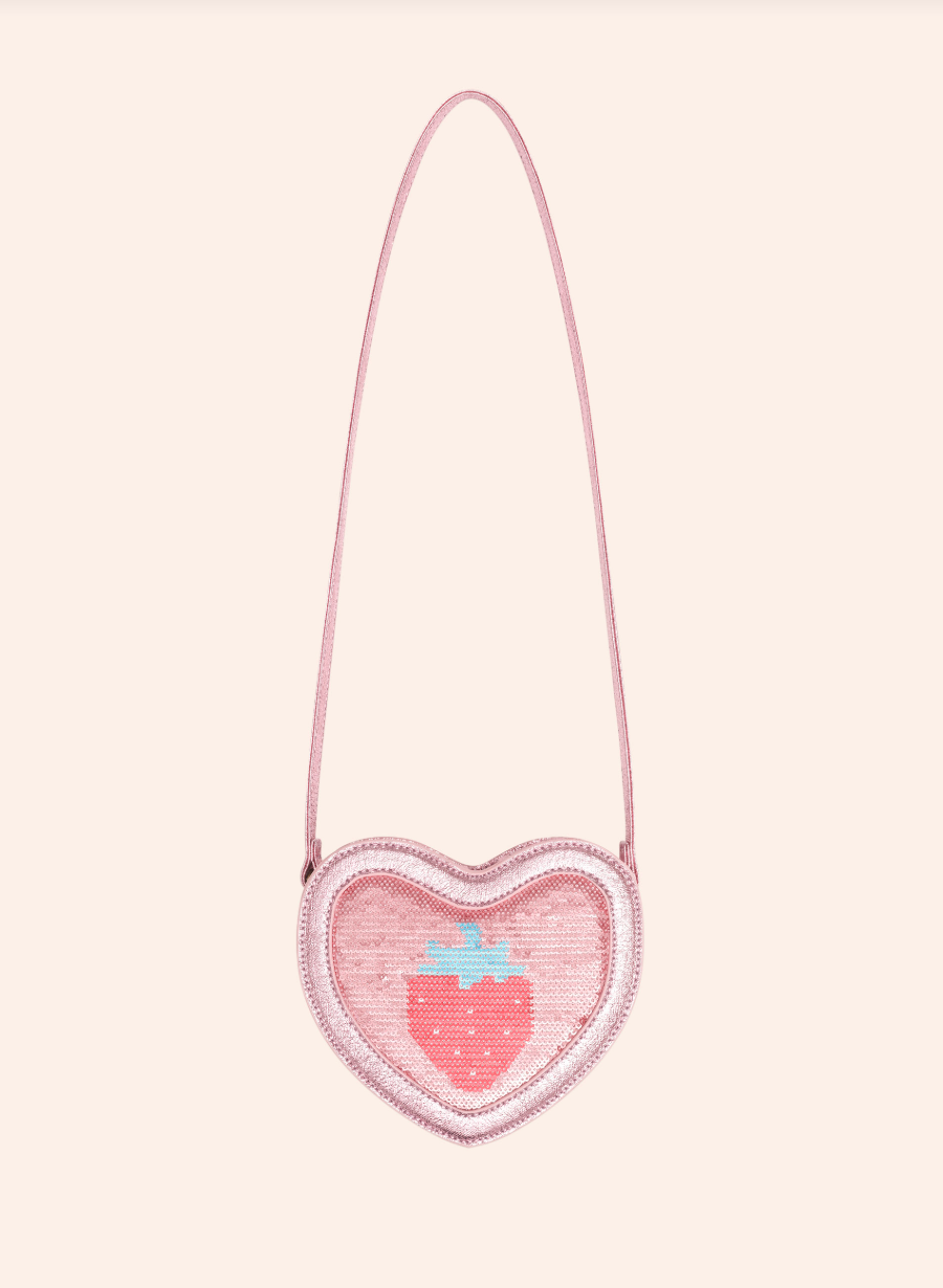 STRAWBERRY SEQUIN HEART BAG