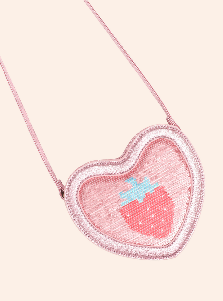 STRAWBERRY SEQUIN HEART BAG