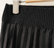 Black Pleated Midi Skirt
