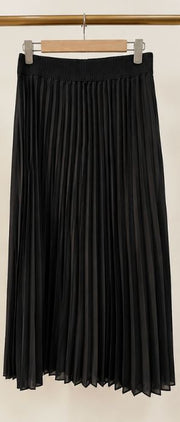 Black Pleated Midi Skirt