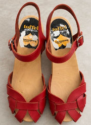 SWEDISH HASBEENS Red Leather Clog Sandals