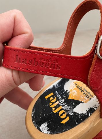 SWEDISH HASBEENS Red Leather Clog Sandals