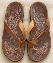 Brown Leather Olukai Flip Flops