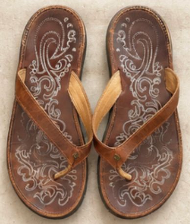 Brown Leather Olukai Flip Flops