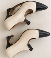 John Fluevog Cream & Black Mary Jane Pumps
