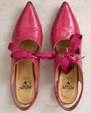 John Fluevog Pink Patent Slingback Pumps