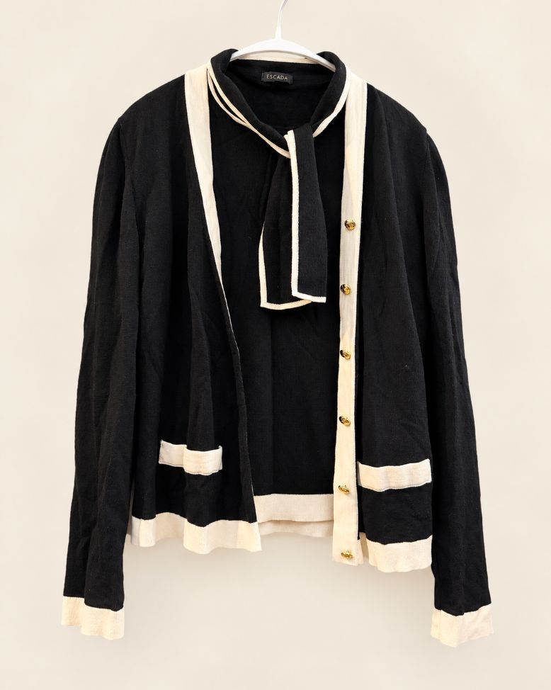 Escada Black & Cream Sweater/Cardigan Set