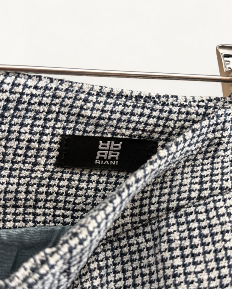 RIANI Blue Jacket & Check Skirt Two-Piece Set