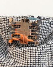 RIANI Blue Jacket & Check Skirt Two-Piece Set