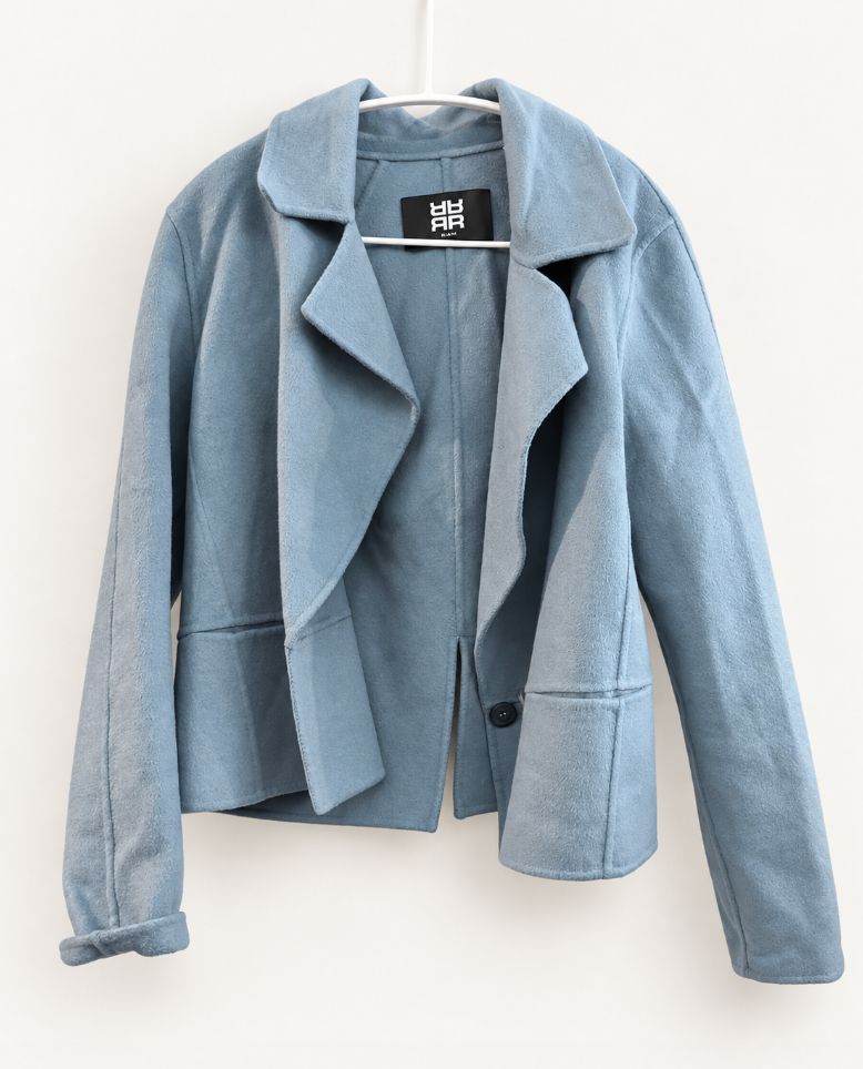 RIANI Blue Jacket & Check Skirt Two-Piece Set