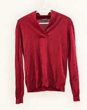 Brooks Brothers Burgundy V-Neck Merino Sweater