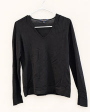 Brooks Brothers Black Extra-Fine Italian Merino V-Neck Sweater