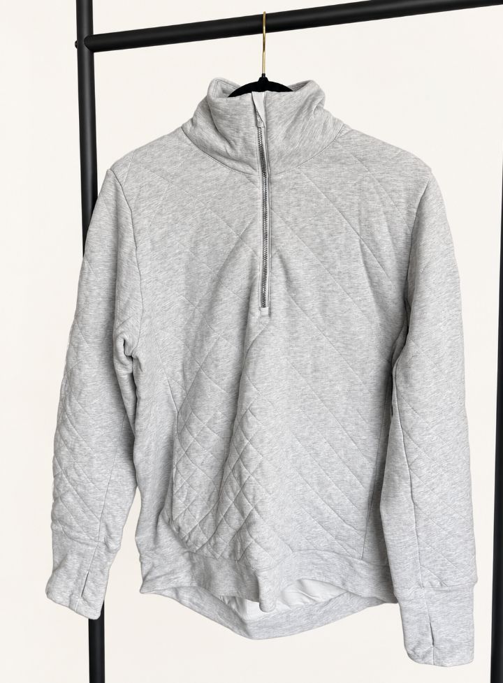 Lululemon Grey Quilted Half-Zip Pullover