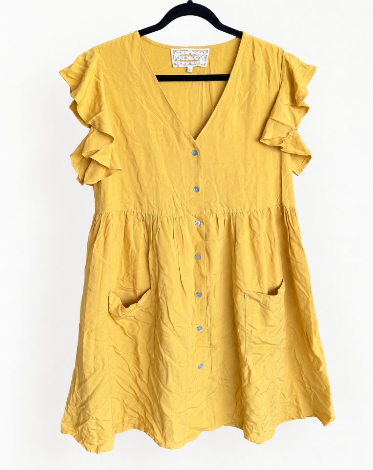 Pink Martini Mustard Ruffle Dress