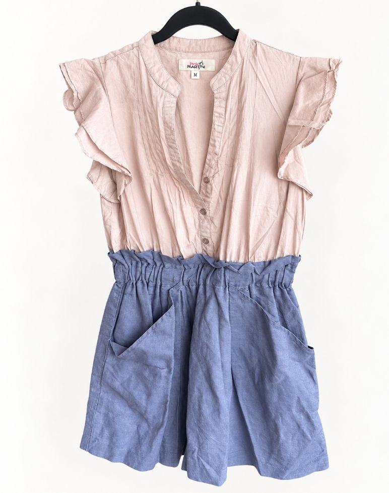 Pink Martini Blush & Blue Romper