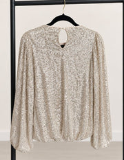 Dex Champagne Sequin Long Sleeve Top