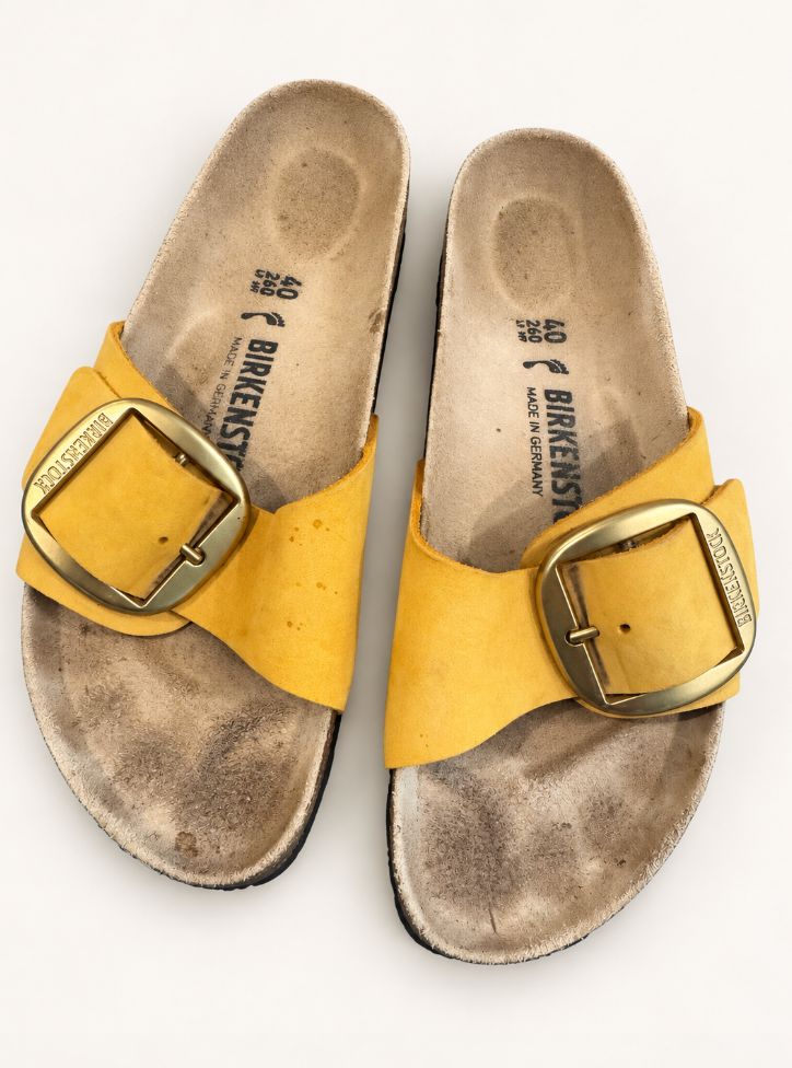Madrid Big Buckle Sandals – Yellow Suede