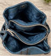 Fossil Genuine Leather Blue Shoulder Bag
