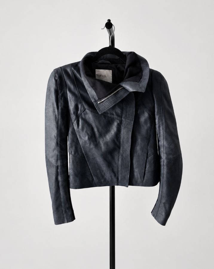 Maje Asymmetrical Leather Moto Jacket