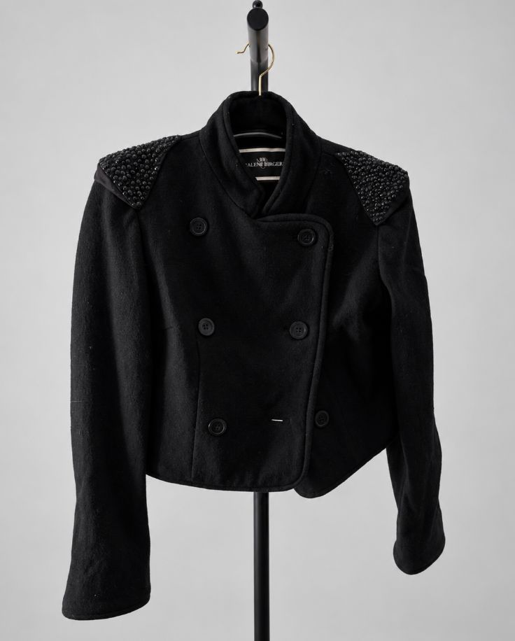 By Malene Birger Embellished Cropped Wool Jacket