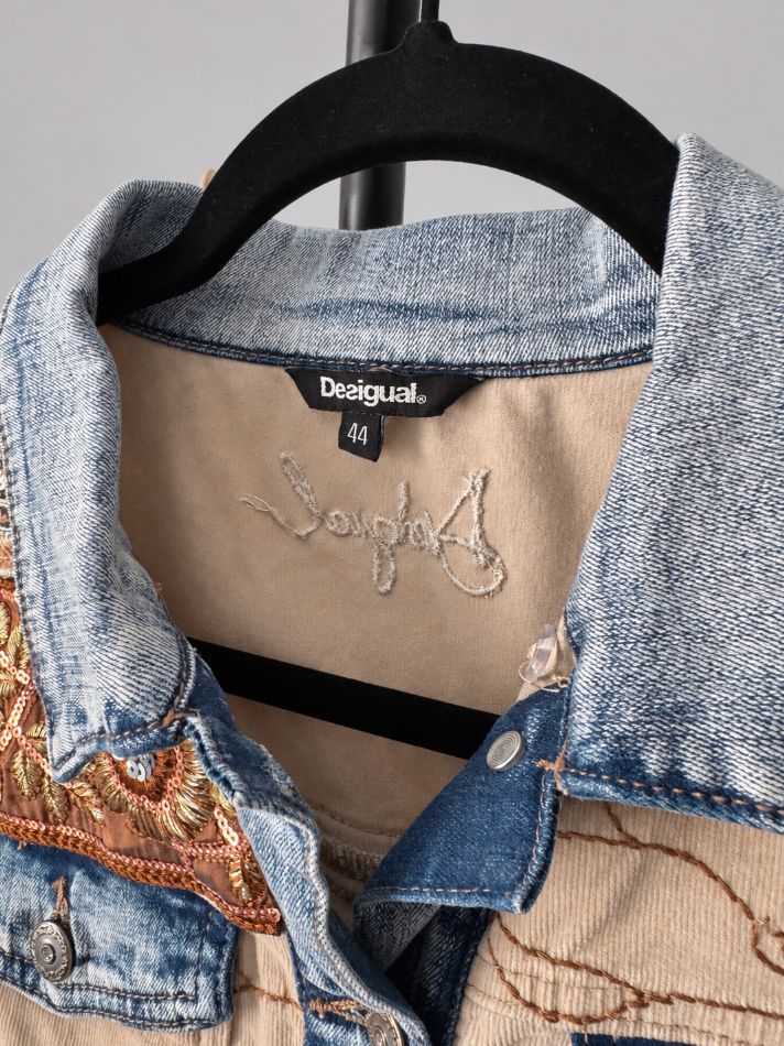 Desigual Mixed-Media Embroidered Jacket