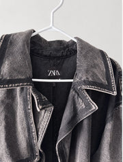 Zara Washed Black Denim Trench Coat