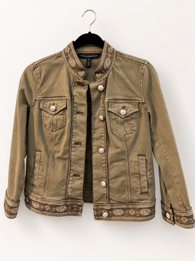 White House Black Market Embroidered Utility Jacket