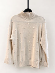 Yerse Bobble Wool-Blend Mock Neck Sweater