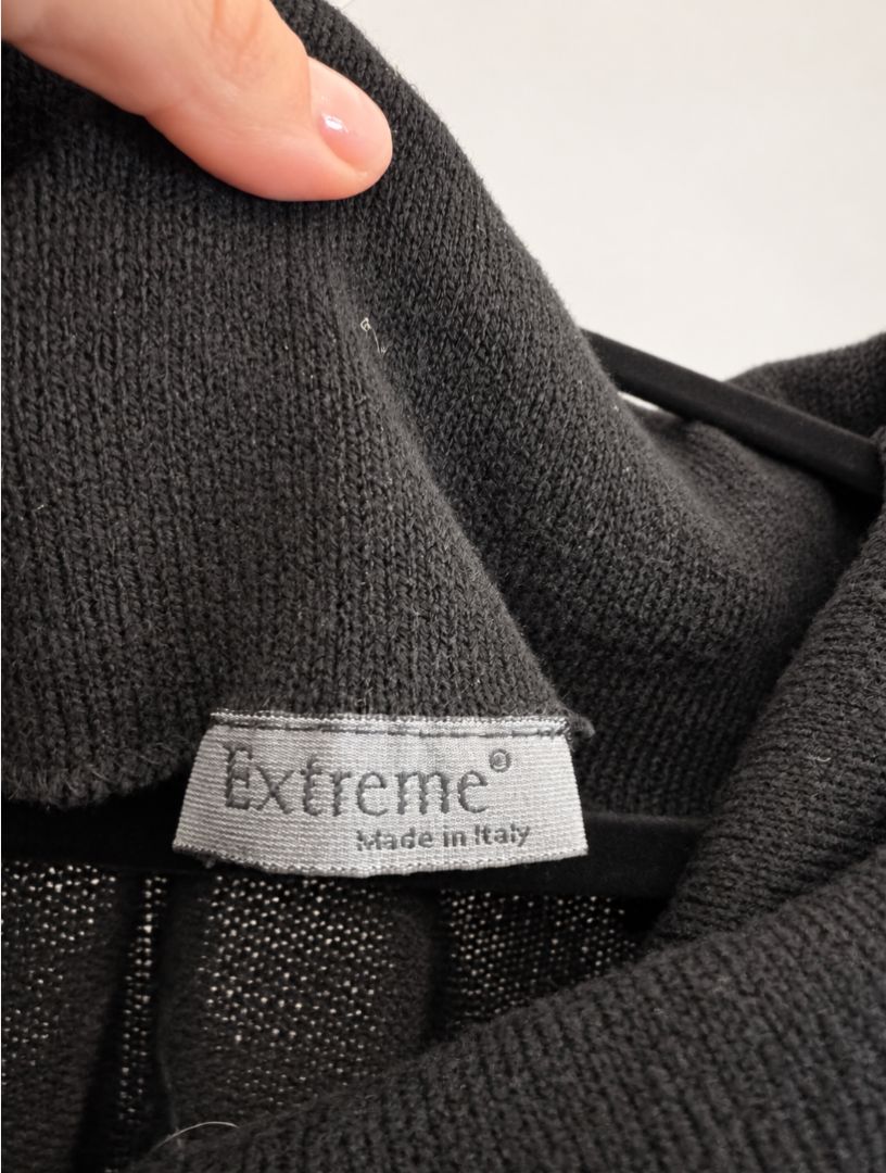 Extreme Made in Italy Black Cowl Neck Knit Top