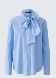 BLUE AND WHITE BLOUSE WITH BOW