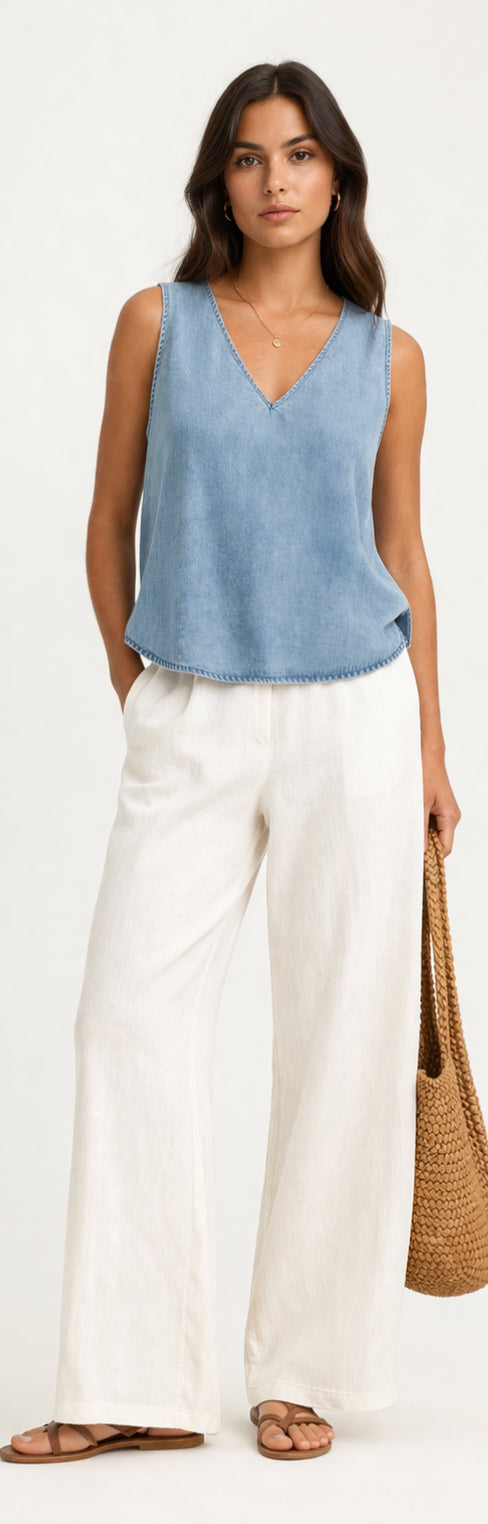 DENIM FLOWY TANK TOP