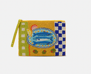 HAND BEADED ZIP CLUTCH