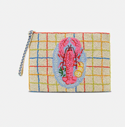 HAND BEADED ZIP CLUTCH
