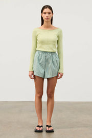 WOMEN'S TALLOW PIN STRIPE COTTON SHORT