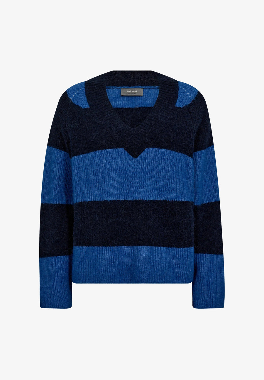 TACI STRIPE LONG SLEEVE V NECK KNIT