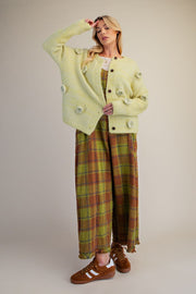 FLORAL CORSAGE DETAILING SWEATER CARDIGAN