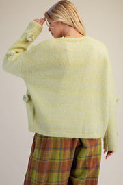 FLORAL CORSAGE DETAILING SWEATER CARDIGAN