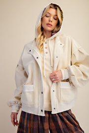 BUTTON DOWN WASHED TERRY JACKET