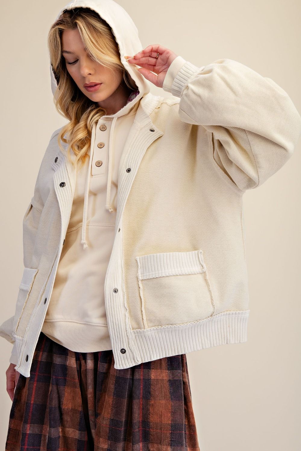 BUTTON DOWN WASHED TERRY JACKET