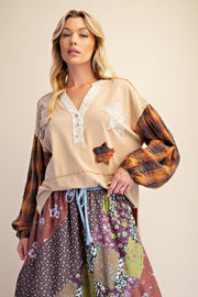 STAR PATCH WATSHED COTTON KNIT TOP