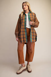 WASHED PLAID SHIRT JACKET