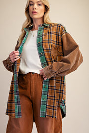 WASHED PLAID SHIRT JACKET