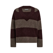 TACI STRIPE LONG SLEEVE V NECK