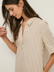 ECRU STRIPED DRESS